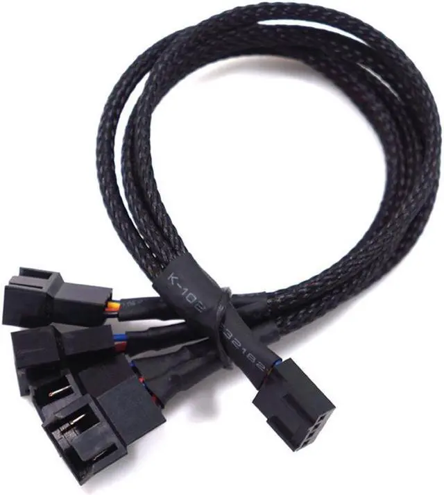 Alt view image 4 of 5 - PWM Fan Splitter Cable Hub 1 to 4 Power Adpater,Motherboard PMW 4-pin Fan Sleeved Braided Y Splitter Internal Power Extension Cable for Computer CPU/Case Fan 1x4 Converter - 10 inches