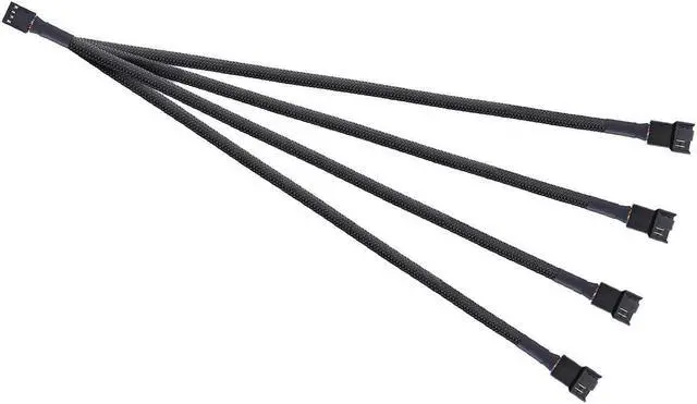 Main image of PWM Fan Splitter Cable Hub 1 to 4 Power Adpater,Motherboard PMW 4-pin Fan Sleeved Braided Y Splitter Internal Power Extension Cable for Computer CPU/Case Fan 1x4 Converter - 10 inches