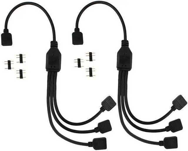 Alt view image 3 of 5 - Enlabs 2 Pack 5V 3-Pin RGB 3-Way Female to x Female RBW LED Strip Splitter Cable,3 Port AURA RGB Lighting Hub w/ Gender Changer Adapter - 1 Foot