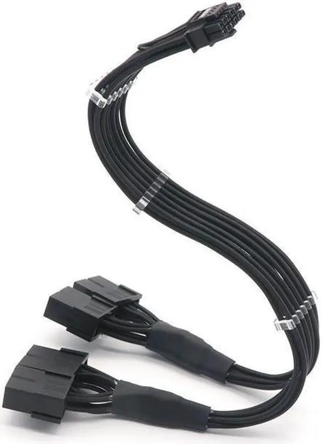Alt view image 2 of 5 - SAMA PCI-E 5.0 GPU Cable 12+4 to 4x8Pin Sleeved PSU Cable 12VHPWR Plug Connector 340mm 16AWG Compatible 4090 4080 RTX3090ti