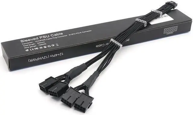 Alt view image 3 of 5 - SAMA PCI-E 5.0 GPU Cable 12+4 to 4x8Pin Sleeved PSU Cable 12VHPWR Plug Connector 340mm 16AWG Compatible 4090 4080 RTX3090ti