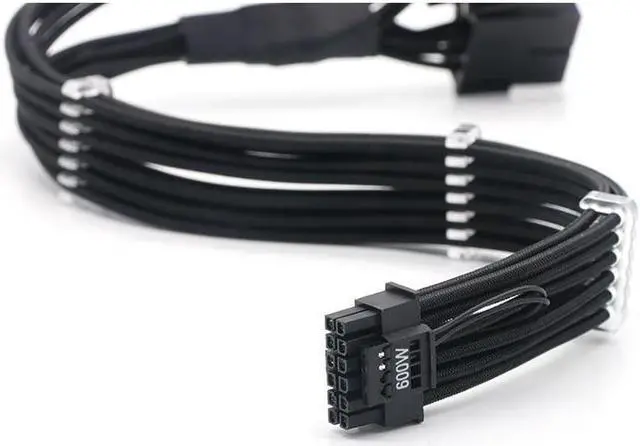 Alt view image 4 of 5 - SAMA PCI-E 5.0 GPU Cable 12+4 to 4x8Pin Sleeved PSU Cable 12VHPWR Plug Connector 340mm 16AWG Compatible 4090 4080 RTX3090ti