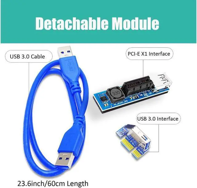 Alt view image 3 of 4 - GLOTRENDS PCIe Extension Cable (23 inch/60cm Length 1X to 1X) to extend GPU covered PCIe X1 Lane for WiFi Adapter or Sound Card Vertical Installation