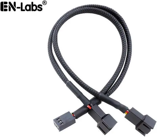 Alt view image 2 of 5 - 3 Pin Case Fan Splitter Power Cable 1 to 2 Motherboard CPU Cooler 3pin Splitter Adpater - Sleeved Braided Adapter Converter Cord - 10 inches