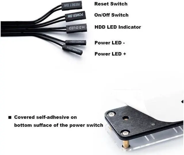 Alt view image 3 of 5 - PC Power Switch Button Cable,Desktop Computer Power Supply On/Off,Reset Switcher Extention Cord w/ HDD LED Indicator& PMMA Case-2FT