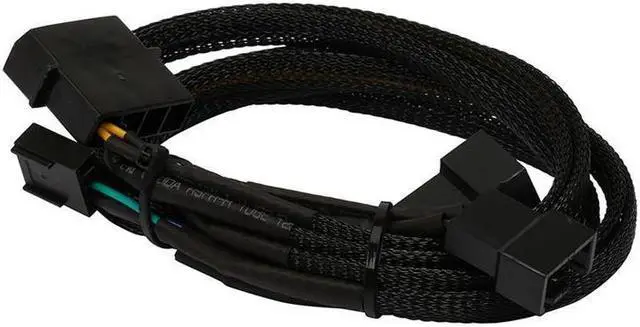 Alt view image 3 of 3 - Molex to 4 Pin PWM Power Splitter Cable, PSU IDE LP4 to 3 Ports 4Pin Fan Adapter PWM Cooler Hub for 12V Desktop Computer Case Cooling - 12 Inches, Sleeved Black