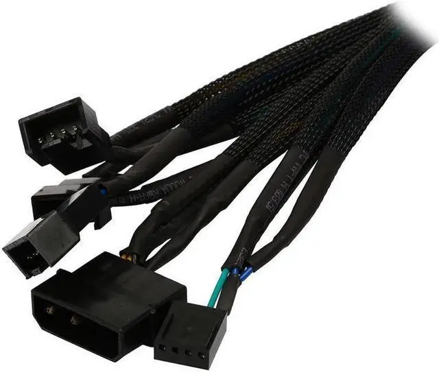 Alt view image 2 of 3 - Molex to 4 Pin PWM Power Splitter Cable, PSU IDE LP4 to 3 Ports 4Pin Fan Adapter PWM Cooler Hub for 12V Desktop Computer Case Cooling - 12 Inches, Sleeved Black