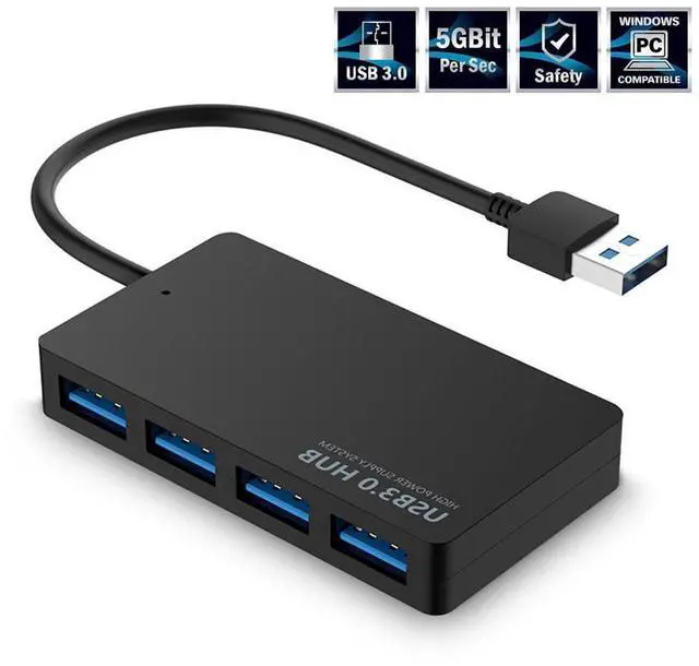 Alt view image 4 of 5 - 4-Port USB 3.0 Hub, Hannord Ultra Slim USB Data Hub Adapter Compatible for MacBook, Mac Pro/mini, iMac, Surface Pro, XPS, Ultrabooks, PC, Laptop, USB Flash Drives, Mobile HDD, and More,