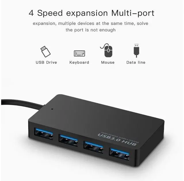 Alt view image 5 of 5 - 4-Port USB 3.0 Hub, Hannord Ultra Slim USB Data Hub Adapter Compatible for MacBook, Mac Pro/mini, iMac, Surface Pro, XPS, Ultrabooks, PC, Laptop, USB Flash Drives, Mobile HDD, and More,
