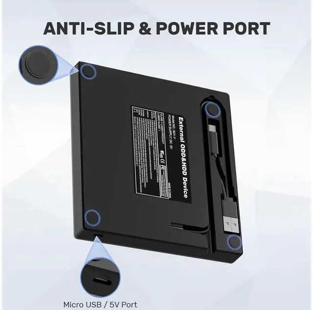 Alt view image 5 of 6 - 5-in-1 External CD DVD Drive, USB C USB 3.0 Portable CD/DVD +/-RW Drive/DVD Player with SD Card Reader USB 3.0 USB C Hub CD ROM Burner Compatible with Laptop Desktop PC Windows Linux MacOS