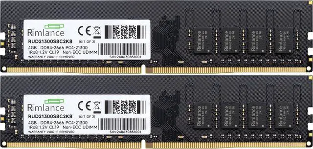 Alt view image 2 of 6 - Rimlance 8GB (2X4GB) 1.2V DDR4 2666MHZ PC4-21300 UDIMM 1RX8 Desktop Memory