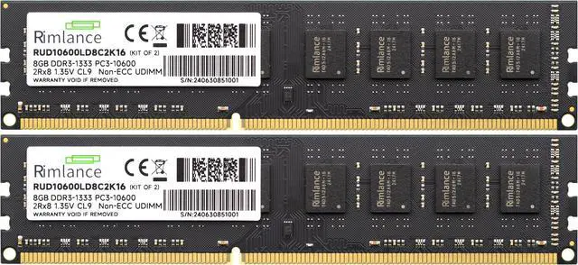 Alt view image 2 of 6 - Rimlance 16GB (2X8GB) 1.35V DDR3 1333MHZ PC3-10600 UDIMM 2RX8 Desktop Memory