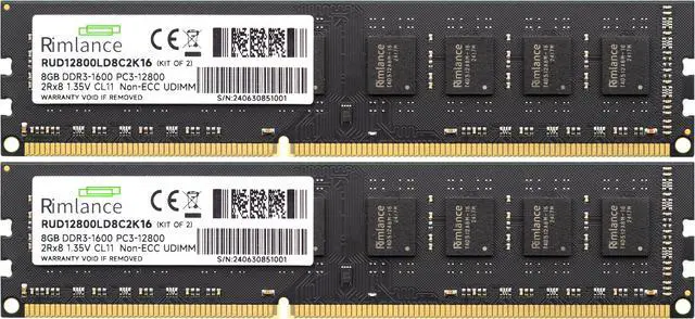 Alt view image 2 of 6 - Rimlance 16GB (2X8GB) 1.35V DDR3 1600MHZ PC3-12800 UDIMM 2RX8 Desktop Memory