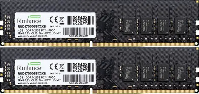 Alt view image 2 of 6 - Rimlance 8GB (2X4GB) 1.2V DDR4 2133MHz PC4-17000 UDIMM 1RX8 Desktop Memory