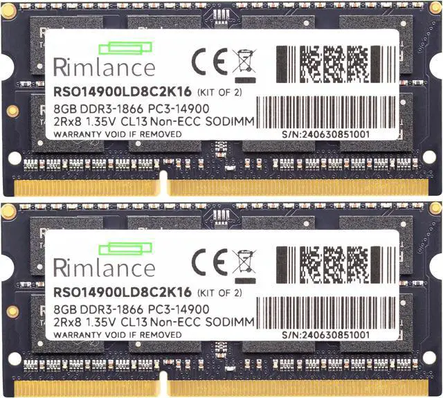 Alt view image 2 of 7 - Rimlance 16GB (2X8GB) 1.35V DDR3 1866MHZ PC3-14900 SODIMM 2RX8