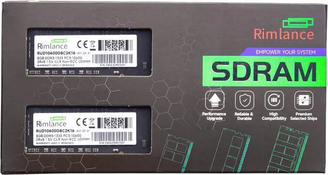Main image of Rimlance 16GB (2X8GB) 1.5V DDR3 1333MHZ PC3-10600 UDIMM 2RX8