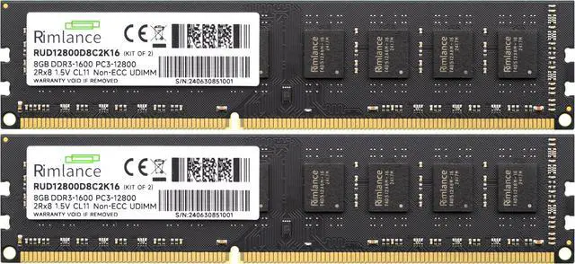Alt view image 2 of 6 - Rimlance 16GB (2X8GB) 1.5V DDR3 1600MHZ PC3-12800 UDIMM 2RX8