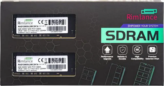 Main image of Rimlance 16GB (2X8GB) 1.35V DDR3 1600MHZ PC3-12800 UDIMM 2RX8
