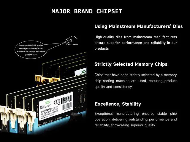Alt view image 5 of 7 - Rimlance 8GB (2X4GB) 1.35V DDR3 1333MHZ PC3-10600 UDIMM 2RX8 Desktop Memory Kit