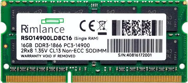 Alt view image 2 of 7 - Rimlance 16GB (1X16GB) 1.35V DDR3 1866MHZ PC3-14900 SODIMM 2RX8