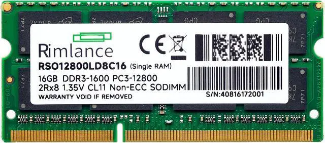 Alt view image 2 of 7 - Rimlance 16GB (1X16GB) 1.35V DDR3 1600MHZ PC3-12800 SODIMM 2RX8