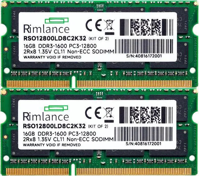 Alt view image 2 of 7 - Rimlance 32GB (2X16GB) 1.35V DDR3 1600MHZ PC3-12800 SODIMM 2RX8