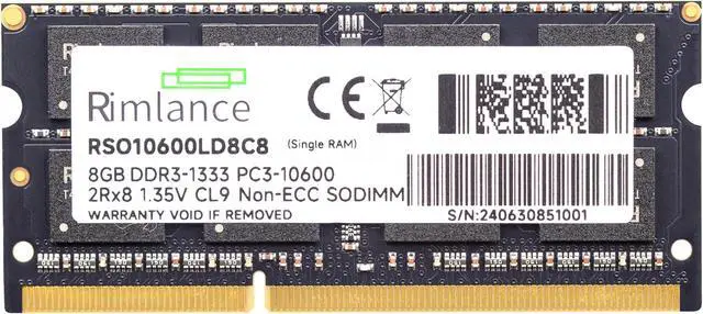 Alt view image 2 of 7 - Rimlance 8GB (1X8GB) 1.35V DDR3 1333MHZ PC3-10600 SODIMM 2RX8