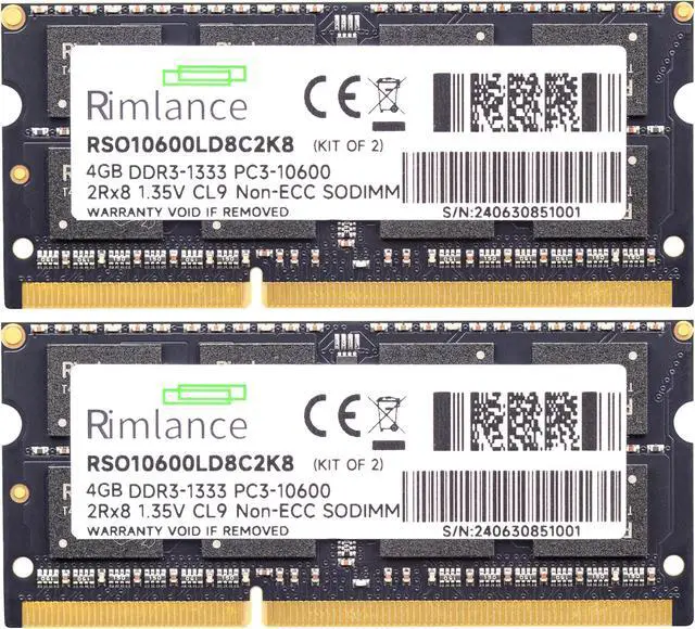 Alt view image 2 of 7 - Rimlance 8GB (2X4GB) 1.35V DDR3 1333MHZ PC3-10600 SODIMM 2RX8