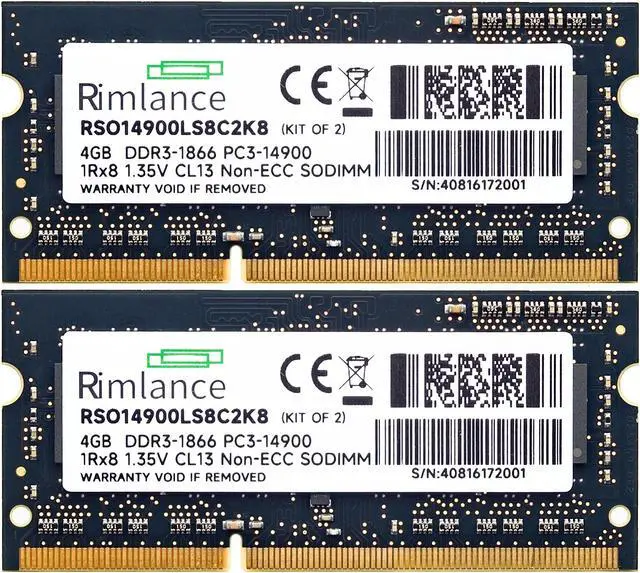 Alt view image 2 of 7 - Rimlance 8GB (2X4GB) 1.35V DDR3 1866MHZ PC3-14900 SODIMM 1RX8