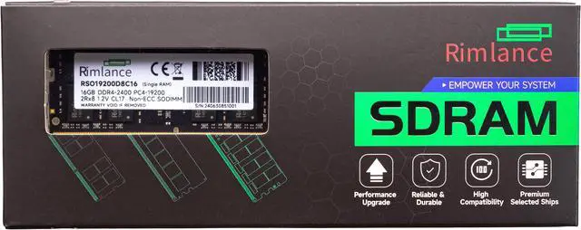 Main image of Rimlance 16GB (1X16GB) 1.2V DDR4 2400MHZ PC4-19200 SODIMM 2RX8