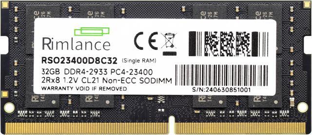 Alt view image 2 of 5 - Rimlance 32GB (1X32GB) 1.2V DDR4 2933MHZ PC4-23400 SODIMM 2RX8