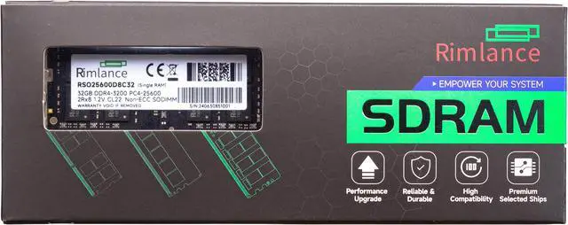 Main image of Rimlance 32GB (1X32GB) 1.2V DDR4 3200MHZ PC4-25600 SODIMM 2RX8