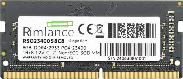 Alt view image 2 of 5 - Rimlance 8GB (1X8GB) 1.2V DDR4 2933MHZ PC4-23400 SODIMM 1RX8