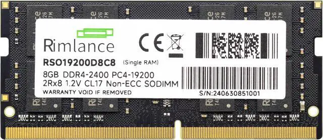 Alt view image 2 of 5 - Rimlance 8GB (1X8GB) 1.2V DDR4 2400MHZ PC4-19200 SODIMM 2RX8