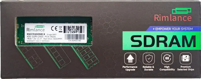 Main image of Rimlance 4GB (1X4GB) 1.2V DDR4 2400MHZ PC4-19200 SODIMM 1RX8
