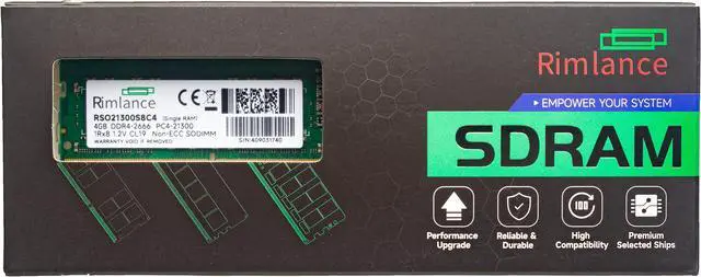 Main image of Rimlance 4GB (1X4GB) 1.2V DDR4 2666MHZ PC4-21300 SODIMM 1RX8