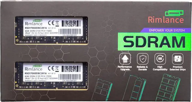 Main image of Rimlance 16GB (2X8GB) 1.2V DDR4 2133MHZ PC4-17000 SODIMM 2RX8