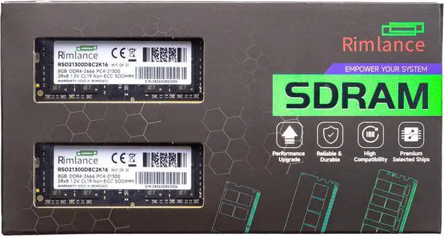 Main image of Rimlance 16GB (2X8GB) 1.2V DDR4 2666MHZ PC4-21300 SODIMM 2RX8