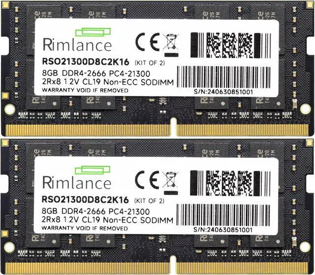 Alt view image 2 of 5 - Rimlance 16GB (2X8GB) 1.2V DDR4 2666MHZ PC4-21300 SODIMM 2RX8