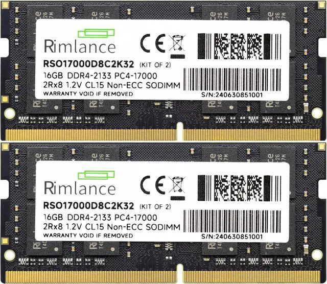 Alt view image 2 of 5 - Rimlance 32GB (2X16GB) 1.2V DDR4 2133MHZ PC4-17000 SODIMM 2RX8