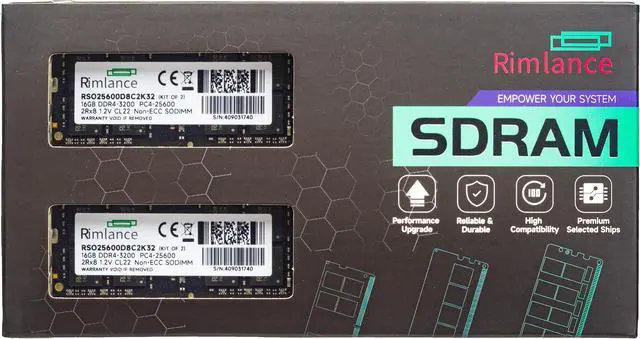Main image of Rimlance 32GB (2X16GB) 1.2V DDR4 3200MHZ PC4-25600 SODIMM 2RX8