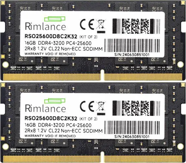 Alt view image 2 of 5 - Rimlance 32GB (2X16GB) 1.2V DDR4 3200MHZ PC4-25600 SODIMM 2RX8