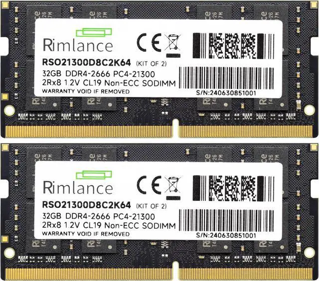 Alt view image 2 of 5 - Rimlance 64GB (2X32GB) 1.2V DDR4 2666MHZ PC4-21300 SODIMM 2RX8