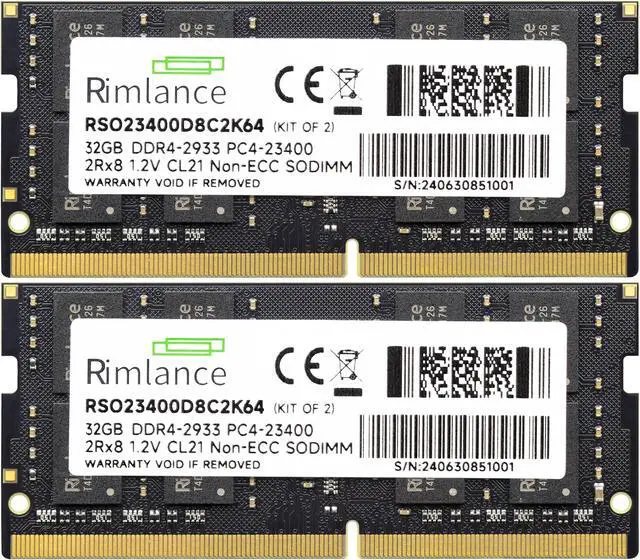 Alt view image 2 of 5 - Rimlance 64GB (2X32GB) 1.2V DDR4 2933MHZ PC4-23400 SODIMM 2RX8