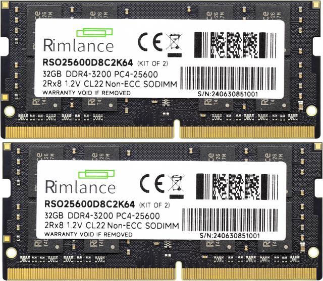 Alt view image 2 of 5 - Rimlance 64GB (2X32GB) 1.2V DDR4 3200MHZ PC4-25600 SODIMM 2RX8