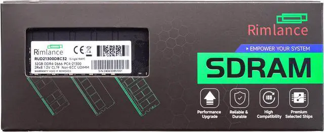 Main image of Rimlance 32GB (1X32GB) 1.2V DDR4 2666MHZ PC4-21300 UDIMM 2RX8