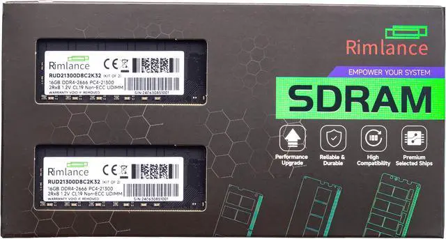 Main image of Rimlance 32GB (2X16GB) 1.2V DDR4 2666MHZ PC4-21300 UDIMM 2RX8