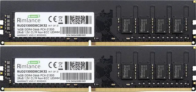 Alt view image 2 of 6 - Rimlance 32GB (2X16GB) 1.2V DDR4 2666MHZ PC4-21300 UDIMM 2RX8