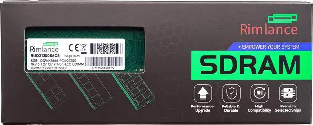 Main image of Rimlance 8GB (1X8GB) 1.2V DDR4 2666MHZ PC4-21300 UDIMM 1RX16