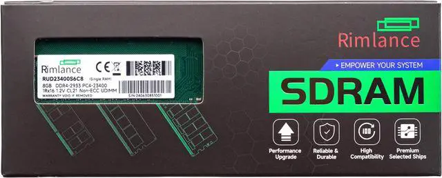 Main image of Rimlance 8GB (1X8GB) 1.2V DDR4 2400MHZ PC4-19200 UDIMM 1RX16